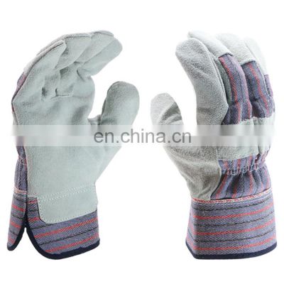 Cow split leather welding palm reinforced leather work glove