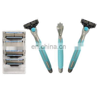 Cheap 3 Layers Blade Cartridge Abs-tpe Shaving System Razor Stainless Steel Metal Shaving Razor photo-5