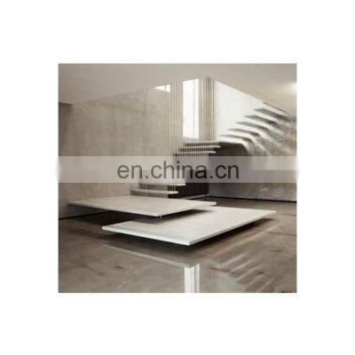 Hot Interior Custom White Finish Steps Stairs Floating Straight Staircase With Stainless Balustrades