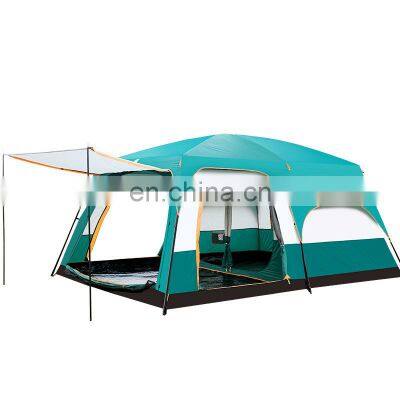 Custom Outdoor Big Camping Resort Tent 5-12 Persons Family Large Space Double Layers Glamping Tent With 2 Rooms 1 Living Room