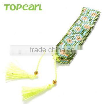 Wholesale Beaded Tassel Green Cotton Tassel Bracelets for Women CLL151 photo-3