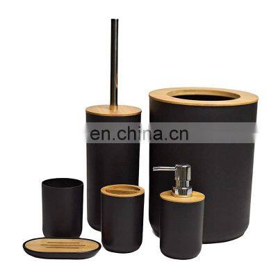 Stock bathroom accessories bamboo Bathroom Soap Dispenser Set Bathroom Toothbrush Holder Set