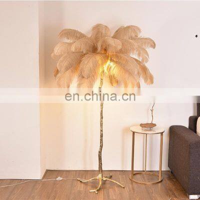 Novelty Tree Branch Tall Standing Lighting Large Real LED Feather Floor Lamp