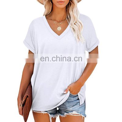 Wholesale Spring Oversize Blank Women Tees Cropped Plain T Shirt