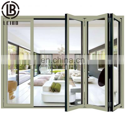 Accordion doors Heat Insulation patio aluminium glazed folding doors