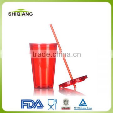 China supplier high quality sublimation plastic tumbler with lid and straw 450ml