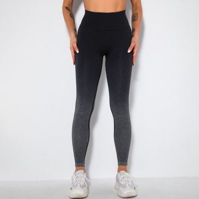 YYBD-0017,factory Spot Goods Seamless Gradient Smiling Face Yoga Pants Tight Hips Fitness Running Yoga Women Leggings photo-4