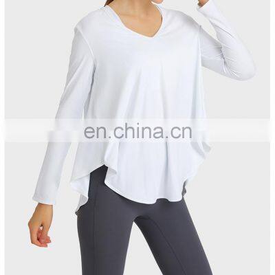 Quick Drying Oversize Yoga Gym Top Women Fitness Sports Long Sleeve T-Shirt Outdoor Activewear Loose Casual Pullover Shirt photo-4