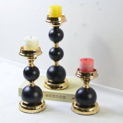 Luxury Set of 3 Pieces Iron Metal Candle Holder Stand Black And Gold Wedding Table Centerpieces Candelabra