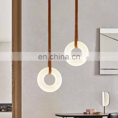 Simple Hanging Pendant Light Round Luxury Modern Alabaster Led Chandelier For Living Room Home photo-3
