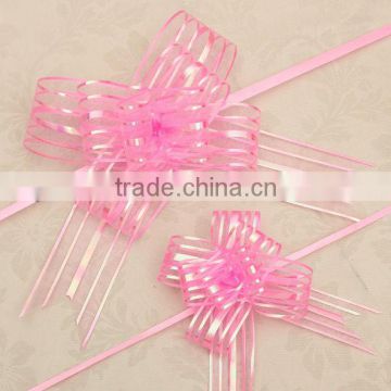 2015 Cheap Mesh Pull BOW/Organza Butterfly pull Ribbon Bow With Golden/Silver Stripe