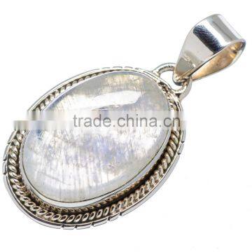 925 SOLID STERLING FINE SILVER RAINBOW MOONSTONE PENDANT