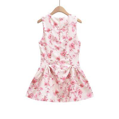 Summer new French sweet and spicy style fashionable flower print sleeveless vest dress