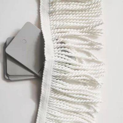 Coastal Breeze Fringe: White Twisted Tassel Trim for Beach Umbrella Decor Bullion Fringe photo-5