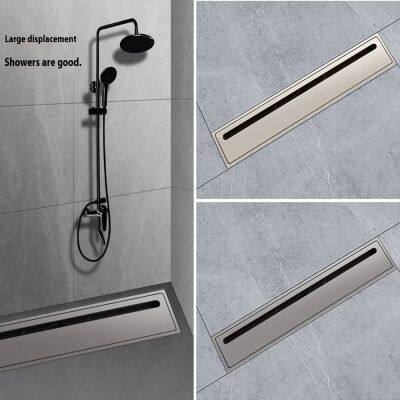 Modern Design All-Copper Strip High Displacement Floor Drain Insect-Proof and Deodorizing Bathroom Tile Insert Rectangle Shape photo-5