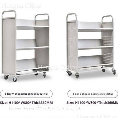 High-Quality Book Trolley for Public Libraries – Sturdy Metal Frame With Easy-to-Adjust Shelves for Customizable Storage photo-3