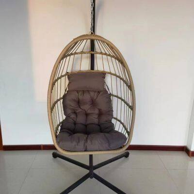 Modern Style Single Seat Garden Swing Chair 2025 New Launch KD Rattan Hanging Chair for Bedroom Courtyard Gym and Outdoor Furniture photo-2