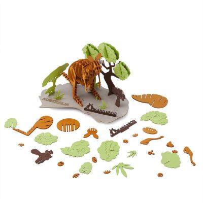 Wholesale 3d Eco-Friendly Kangaroo Cardboard Puzzles Model Handmade Wild Animal Safari Paper Toys Craft Sets for Kids & Adult
