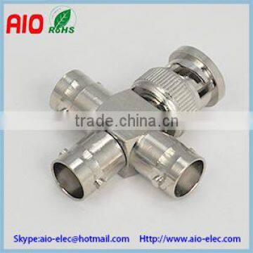 bnc male to 3 female cross tee type RF Adaptor Connector for CCTV