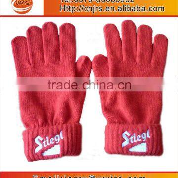 embroidery hot sell acrylic knitted stretch gloves