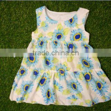 2016 Baby wholesale boutique clothing sunflower frocks new born dress fashion cute western girls baby clothing dress