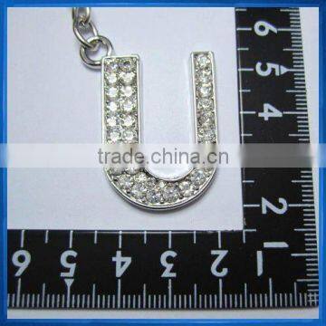 rhinestone letter U keychain