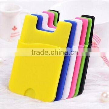 Hot Silicone card holder for iphone 3M sticker paste smart wallet for mobile phone wallet