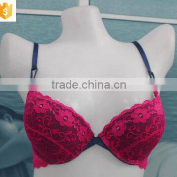 Pink full lace ladies bra,push-up sexy mature bra,women bra