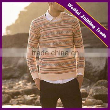 2014 new fashion stripe color splicing men pullover sweater