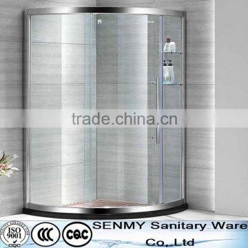 hot sales Curved sliding door glass shower enclosure with cargo shelf