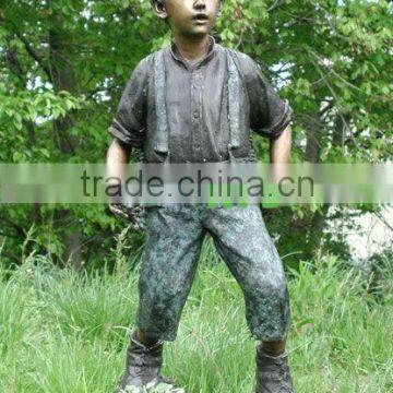 Bronze holding grape exotic boy sculpture