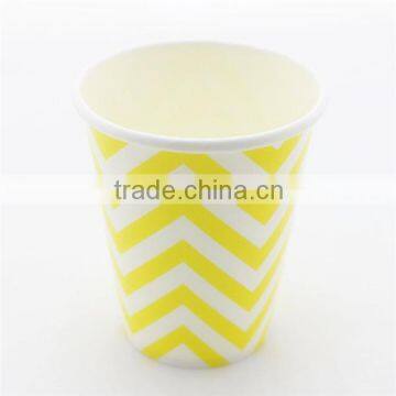 Wholesale Eco-friendly Yellow Chevron Party Paper Cup For Birthday Party