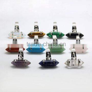 RG1009 Fashion natural stone gemstone double terminated point adjustable rings