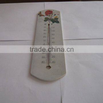 Household Wooden Indoor Thermometer w/ Printed Flower Red Kerosene Filled and Cheap Price Accurate Temperature Design Option photo-3