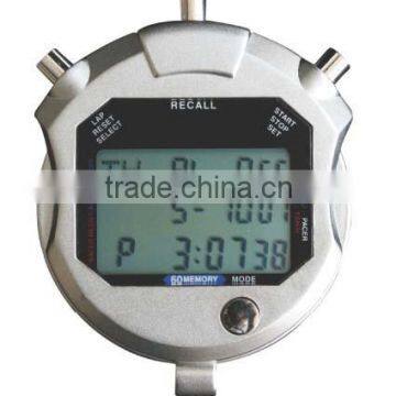 Handheld LCD metal case ,sport, digital three rows stopwatch