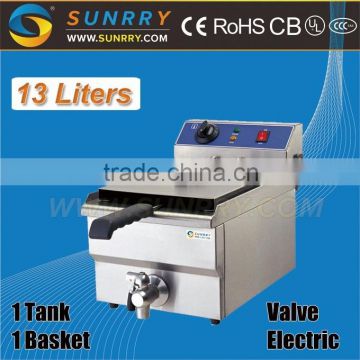 Deep potato peanut fryer one tank one basket with tap 13l restaurant equipment deep fryer (SY-TF113V SUNRRY)