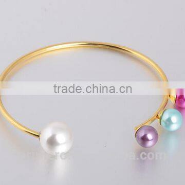 Cuff Charm Gold Color 4 Pearl Shamballa Bracelets Statement Bangles For Women Jewelry photo-5