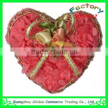 Rose color heart design flowers for clothing decorative chiffon flowers for children garment decoration