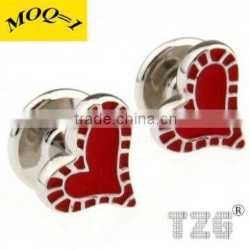 Fashion Stainless Steel Red Heart Cufflink