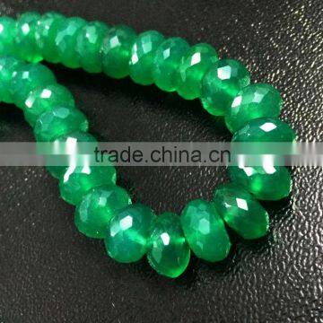 HANDMADE NATURAL GREEN ONYX 7MM-8MM RONDELLE FACETED LOOSE BEADS STRAND