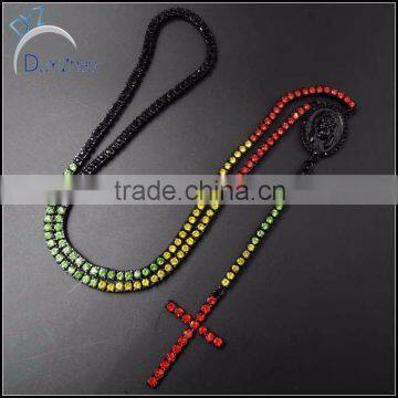 latest mixed color black plated rosary necklace