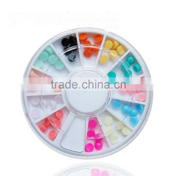 Wholesale Sweet Candy Color Nail Art Design Newest 4mm Flat Back Half Round Resin Ball Beads Pearl Nail Decoration Wheel