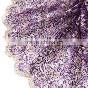 Nigerian new arrivals cupion lace material fabric / heavy lace fabric / new fashion cupion lace for big party