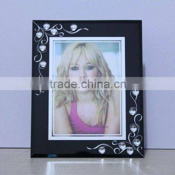 Flower printed Black Glass Photo Frame