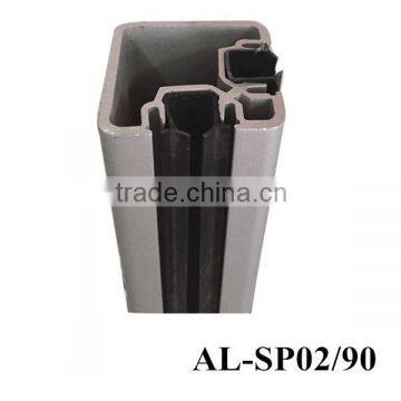 Aluminum square post 90 degree with plastic insert to hold glass