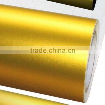 Removable pvc self-adhesive Matte pearl metallic gold chrome vinyl car wrap