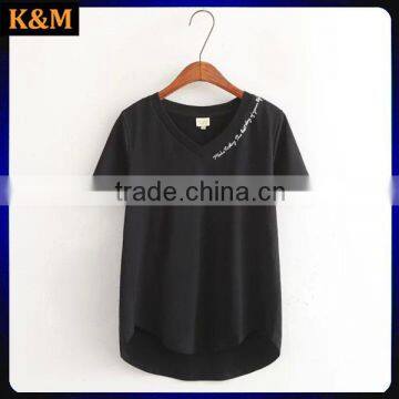 Embroidered t Shirt 180g Casual t Shirt v Neck t Shirt photo-3