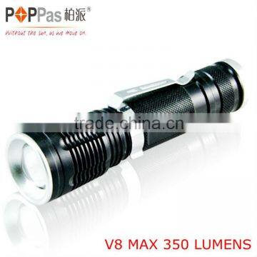 POPPAS V8 T6 10W zoom adjustable and rechargeable led flashlight