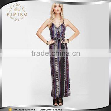 OEM Printed Suspender Maxi Dresses Fashion 2016