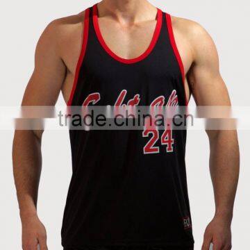 100% polyester Y-back mens gym singlet with custom printing